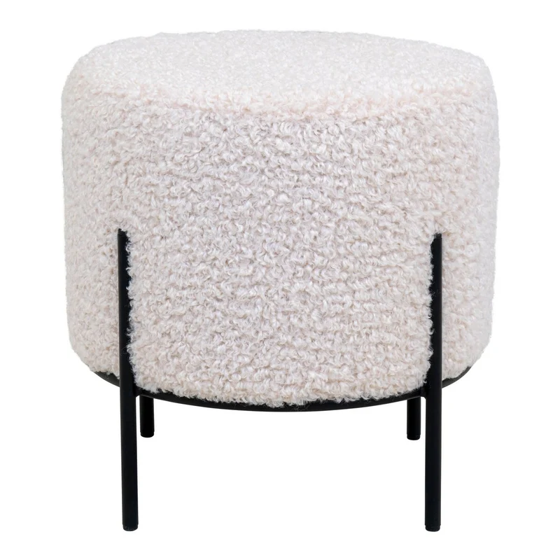 House Nordic Pouf Alford – Künstliches Lammfell, Weiß - Ø 35,5 × 37 cm