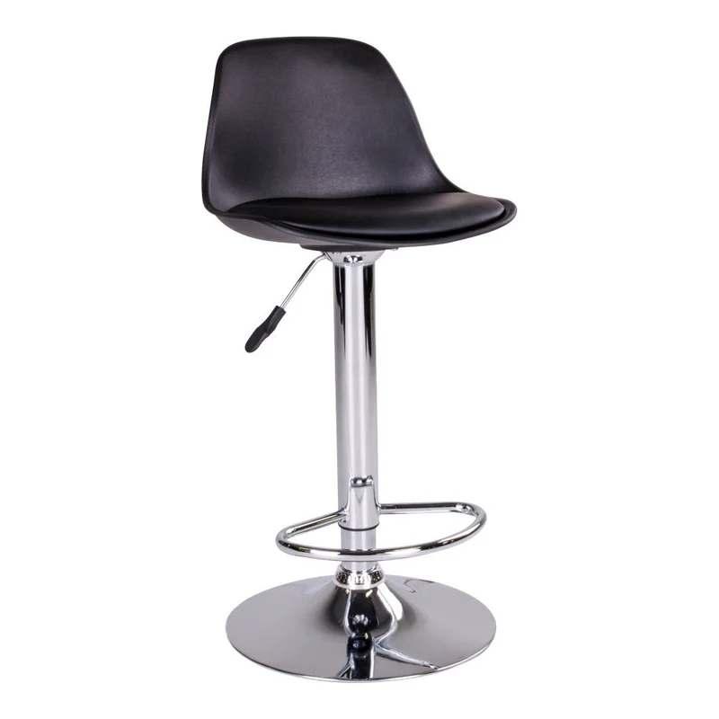 House Nordic Barstuhl Trondheim – Schwarz, PU-Leder, Gummibaumholz, 39 × 41 × 104 cm