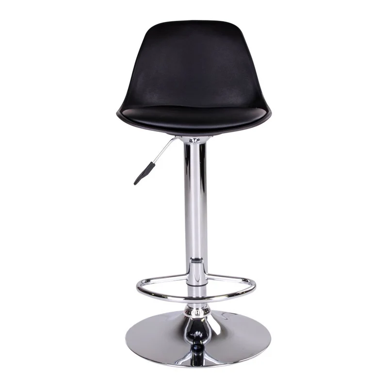House Nordic Barstuhl Trondheim – Schwarz, PU-Leder, Gummibaumholz, 39 × 41 × 104 cm