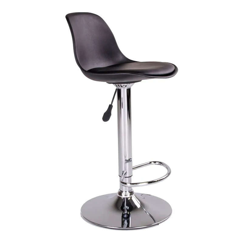 House Nordic Barstuhl Trondheim – Schwarz, PU-Leder, Gummibaumholz, 39 × 41 × 104 cm