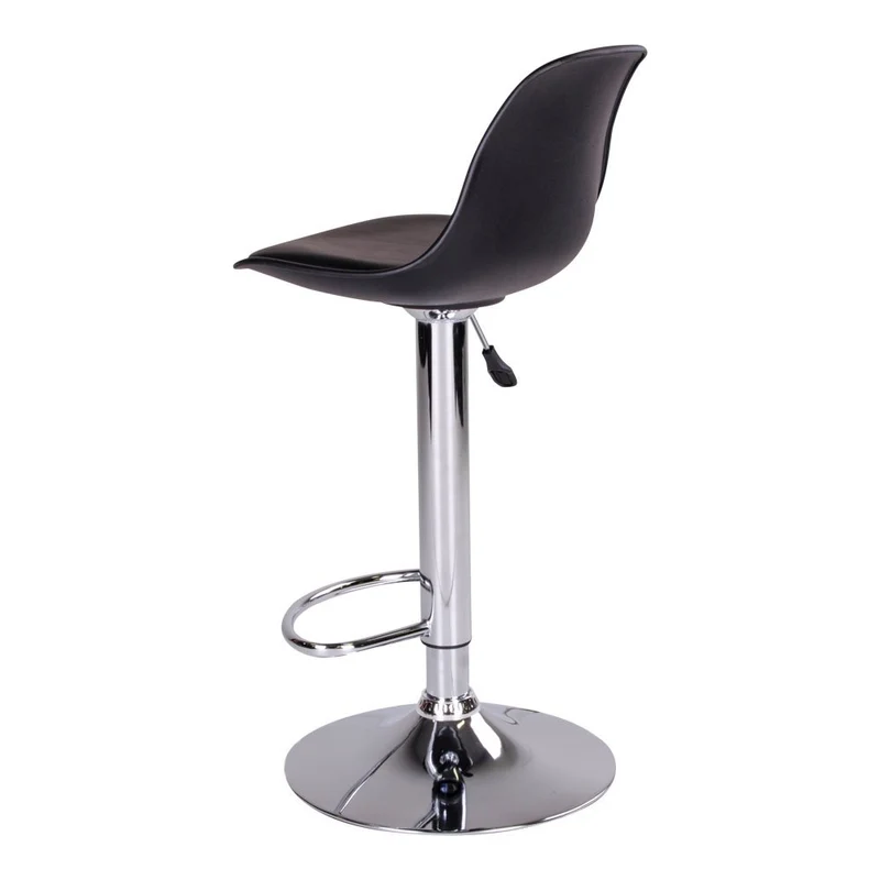 House Nordic Barstuhl Trondheim – Schwarz, PU-Leder, Gummibaumholz, 39 × 41 × 104 cm