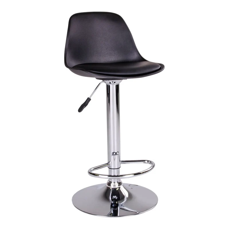 House Nordic Barstuhl Trondheim – Schwarz, PU-Leder, Gummibaumholz, 39 × 41 × 104 cm