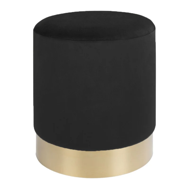 House Nordic Pouf Gamby – Samt, Stahl, Schwarz - Ø 34 × 43 cm