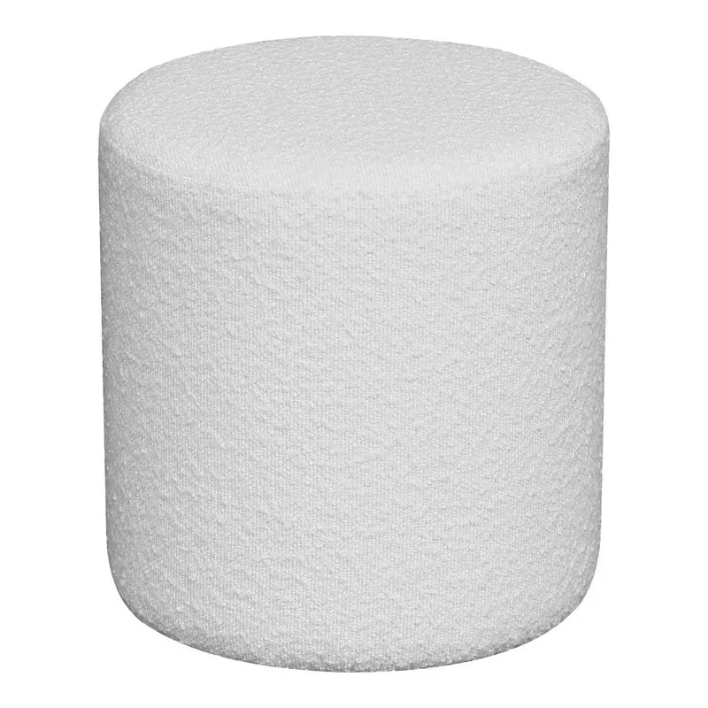 House Nordic Pouf Ejby – Weiß, Polyester/Sperrholz/Kiefernholz, 34 × 34 × 36 cm