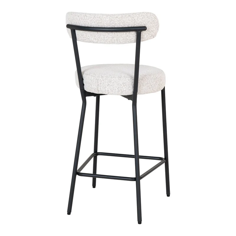 House Nordic Thekenstuhl Badalona – weißes Bouclé, schwarze Beine, 46 × 39 × 90 cm