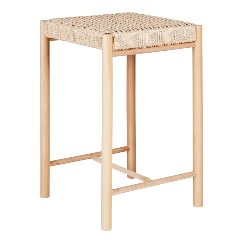 House Nordic Thekenstuhl Abano – Natur, Pappelholz/Papierkordel, 42 × 42 × 66,5 cm