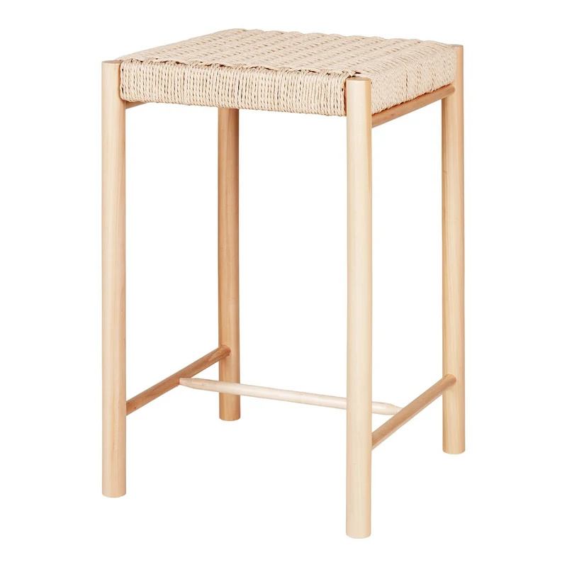 House Nordic Thekenstuhl Abano – Natur, Pappelholz/Papierkordel, 42 × 42 × 66,5 cm
