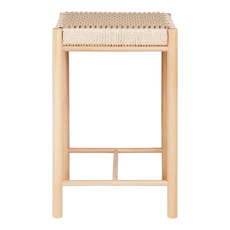 House Nordic Thekenstuhl Abano – Natur, Pappelholz/Papierkordel, 42 × 42 × 66,5 cm