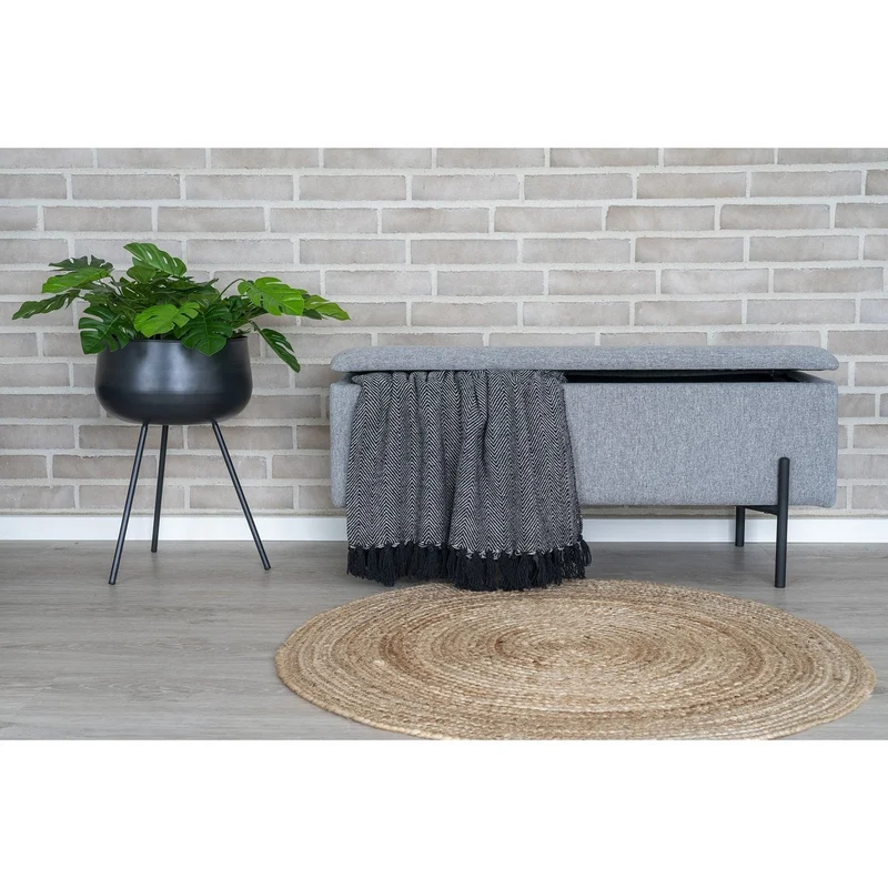 House Nordic Aufbewahrungsbank Watford – Hellgrau, Bouclé, 95 × 36,5 × 43 cm