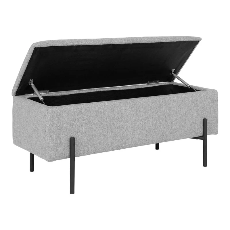House Nordic Aufbewahrungsbank Watford – Hellgrau, Bouclé, 95 × 36,5 × 43 cm