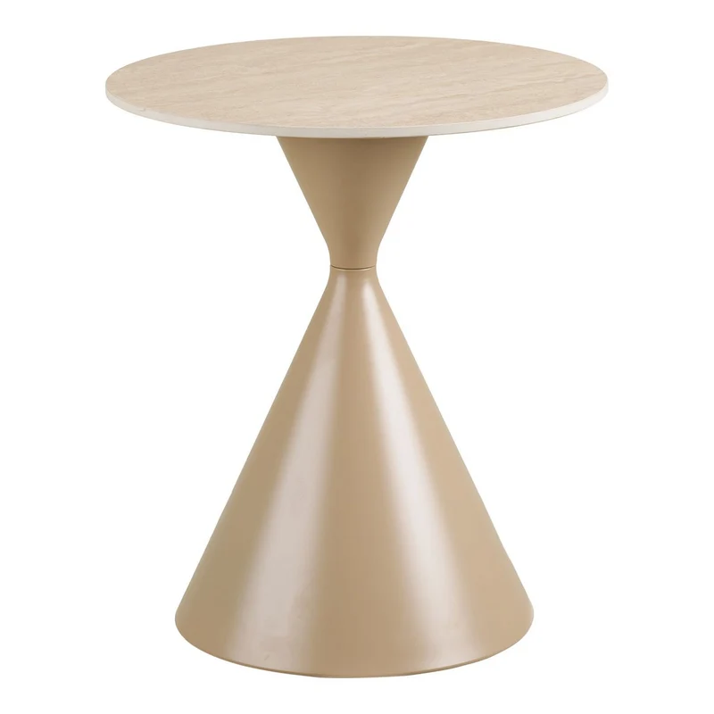 House Nordic Beistelltisch Annecy – Keramik in Travertinoptik, Ø 50 cm