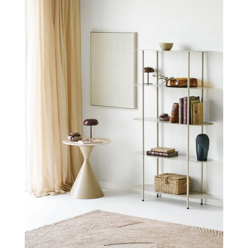 House Nordic Beistelltisch Annecy – Keramik in Travertinoptik, Ø 50 cm