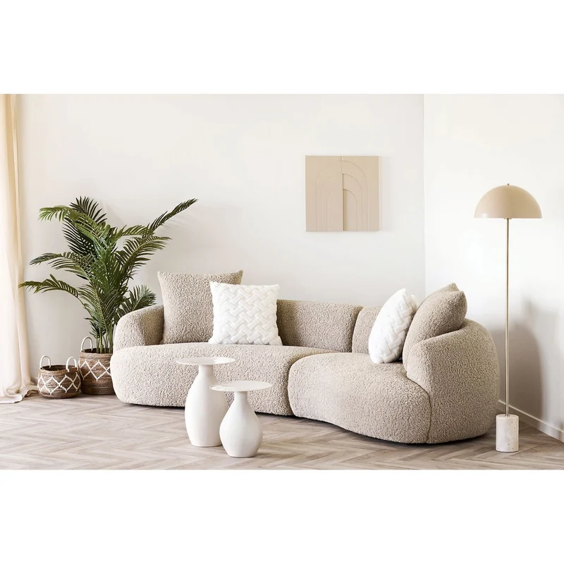 House Nordic Beistelltisch Calais – emailliertes Metall in gebrochenem Weiß, Ø 36 cm