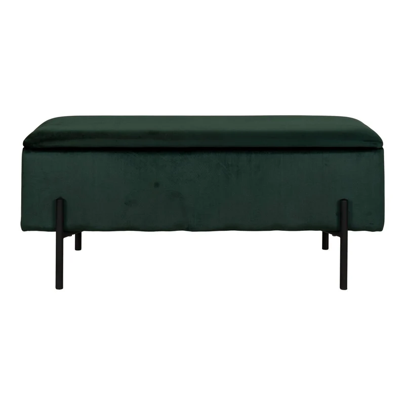 House Nordic Aufbewahrungsbank Watford – Grün, Velours, 95 × 36,5 × 43 cm