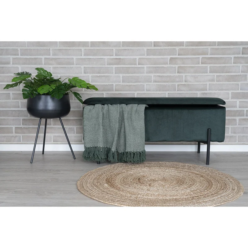 House Nordic Aufbewahrungsbank Watford – Grün, Velours, 95 × 36,5 × 43 cm