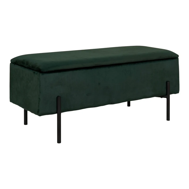 House Nordic Aufbewahrungsbank Watford – Grün, Velours, 95 × 36,5 × 43 cm