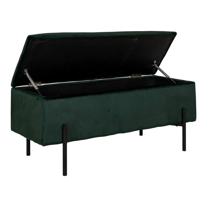 House Nordic Aufbewahrungsbank Watford – Grün, Velours, 95 × 36,5 × 43 cm