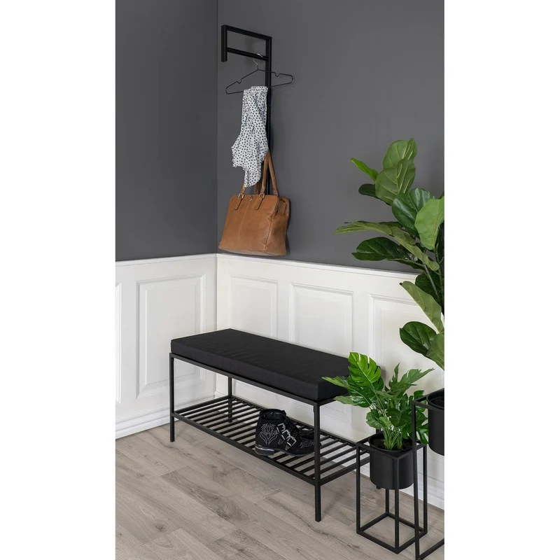 House Nordic Bank Vita – schwarzer Stahl, 100 × 36 × 48,5 cm
