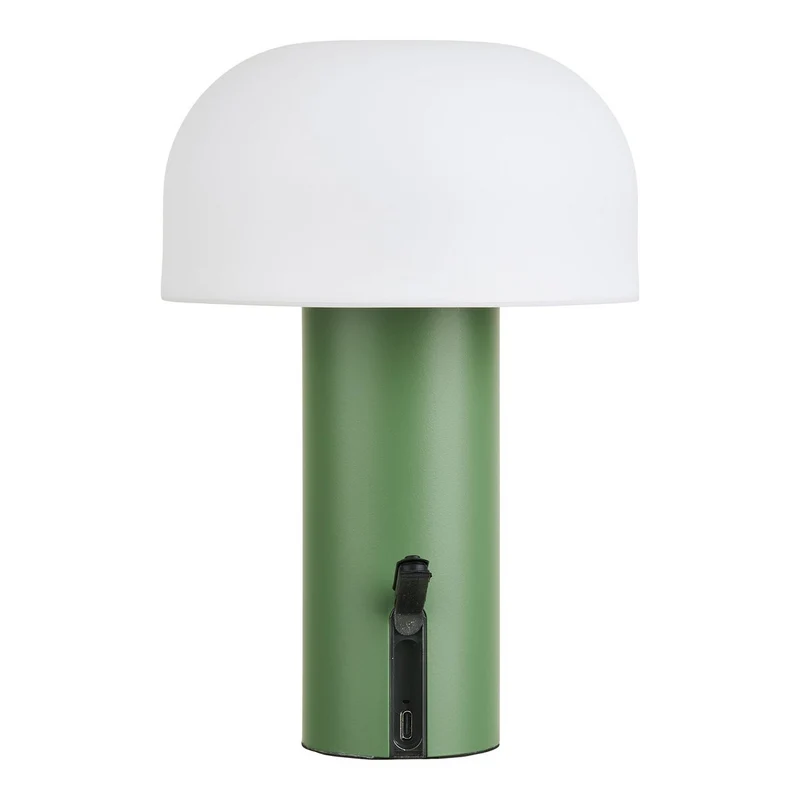 House Nordic Soham LED-Lampe – wiederaufladbar, weiß/grün, Stahl, 15 × 15 × 22 cm