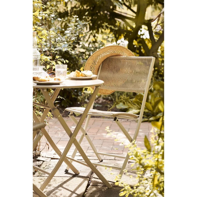 House Nordic Bistro-Set Arcas – 2 Stühle und 1 Tisch, Polyester/Stahl, Taupe
