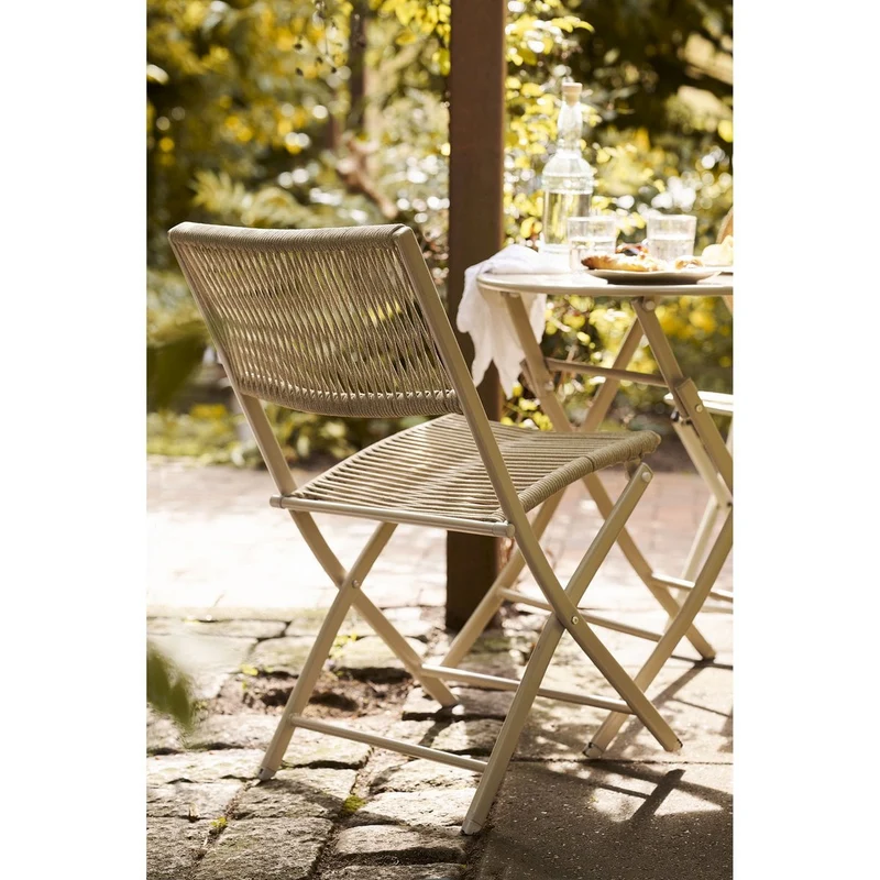 House Nordic Bistro-Set Arcas – 2 Stühle und 1 Tisch, Polyester/Stahl, Taupe