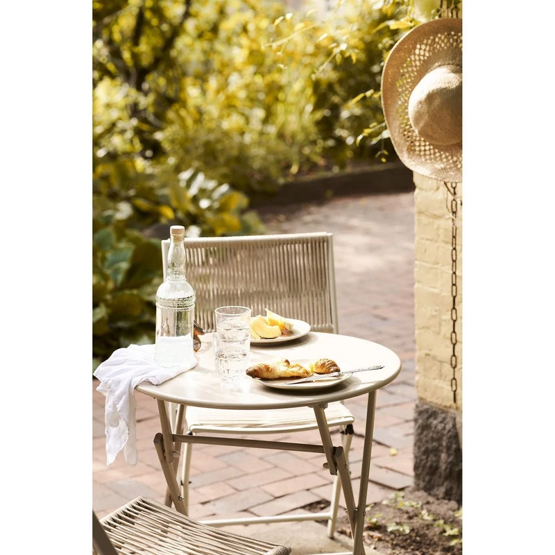 House Nordic Bistro-Set Arcas – 2 Stühle und 1 Tisch, Polyester/Stahl, Taupe