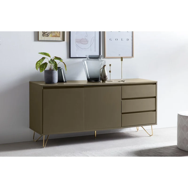 SalesFever Sideboard Livia – Taupe & Gold, 150 cm