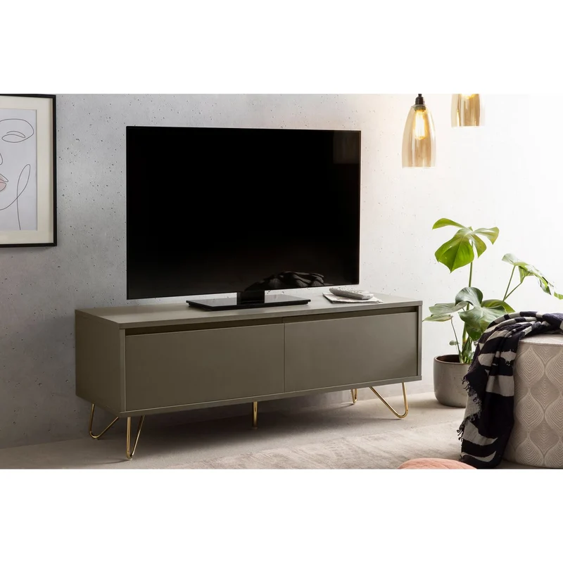 SalesFever Lowboard Livia – Taupe & Gold, Höhe ca. 45 cm