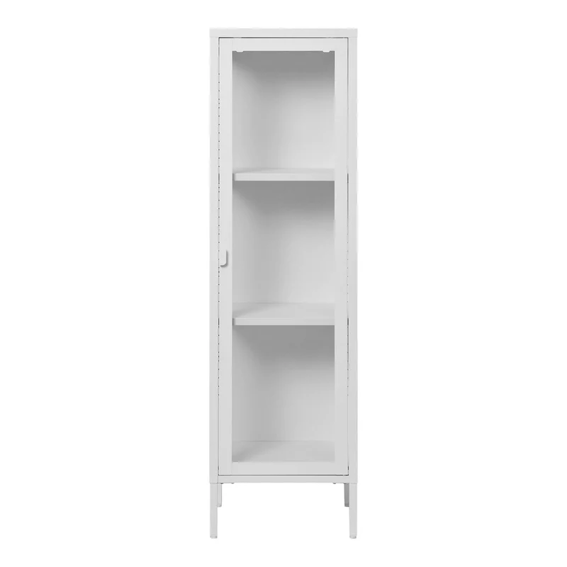 House Nordic Vitrine Brisbane – weißer Stahl und Glas, 40 × 35 × 140 cm