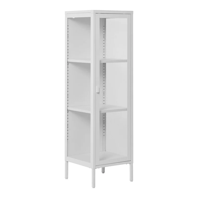 House Nordic Vitrine Brisbane – weißer Stahl und Glas, 40 × 35 × 140 cm