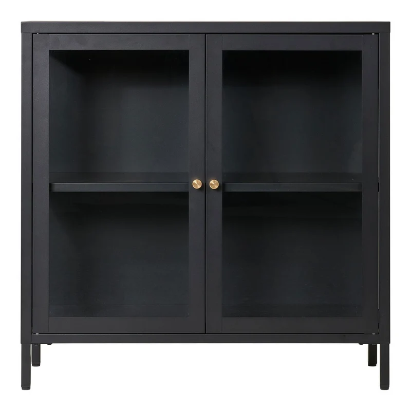 House Nordic Vitrine Dalby – schwarzer Stahl und Glas, 80 × 80 cm