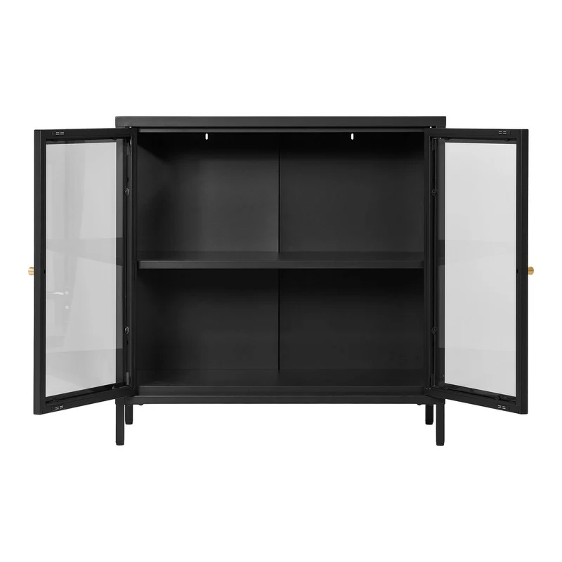House Nordic Vitrine Dalby – schwarzer Stahl und Glas, 80 × 80 cm