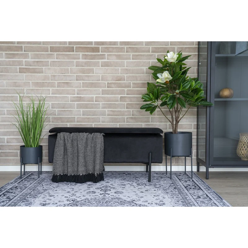 House Nordic Bank Watford – schwarzer Samt, 95 × 36,5 × 43 cm