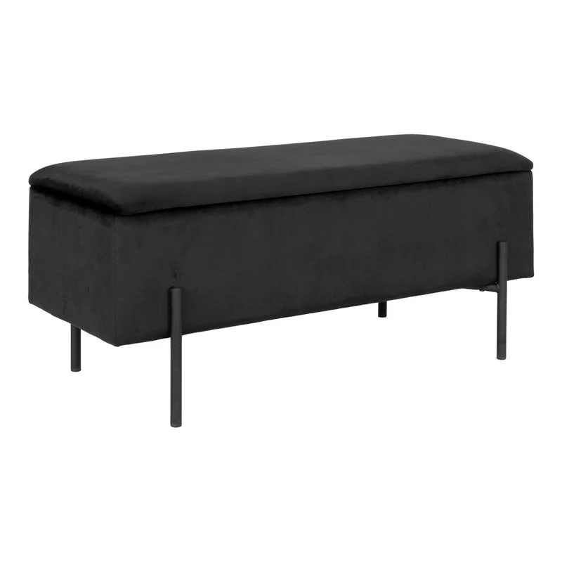 House Nordic Bank Watford – schwarzer Samt, 95 × 36,5 × 43 cm