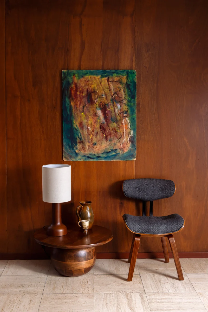 Dutchbone Tischleuchte Jones – Beige, Gummibaumholz, 25 × 25 × 60 cm