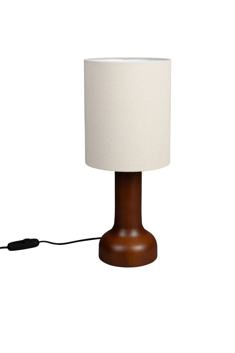 Dutchbone Tischleuchte Jones – Beige, Gummibaumholz, 25 × 25 × 60 cm
