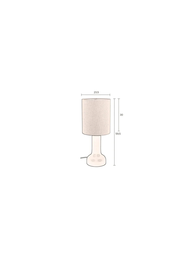 Dutchbone Tischleuchte Jones – Beige, Gummibaumholz, 25 × 25 × 60 cm