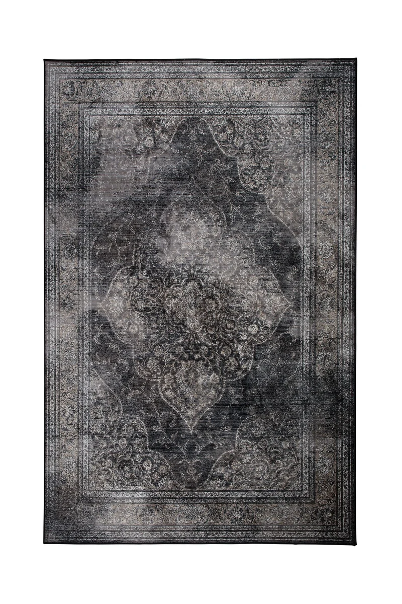 Dutchbone Teppich Rugged 170 × 240 cm Dark – Schwarz, Viskose
