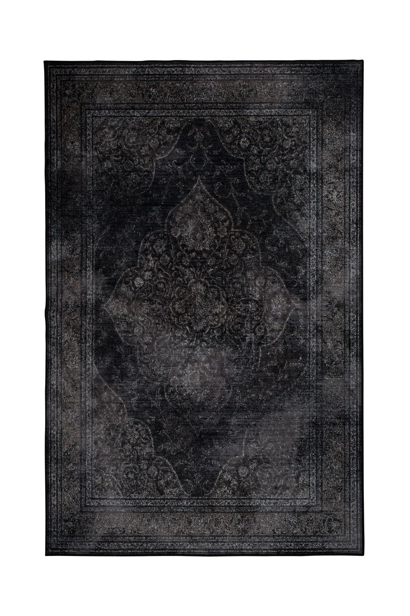 Dutchbone Teppich Rugged 170 × 240 cm Dark – Schwarz, Viskose