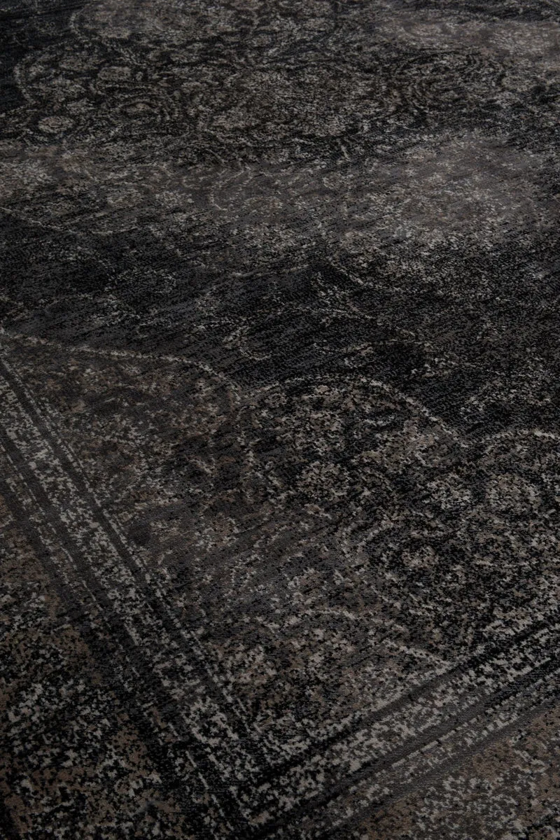 Dutchbone Teppich Rugged 200 × 300 cm Dark – Schwarz, Viskose