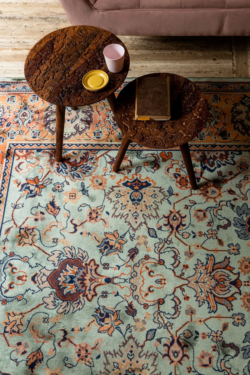 Dutchbone Teppich Bid 170 × 240 cm Old – Grün, Viskose