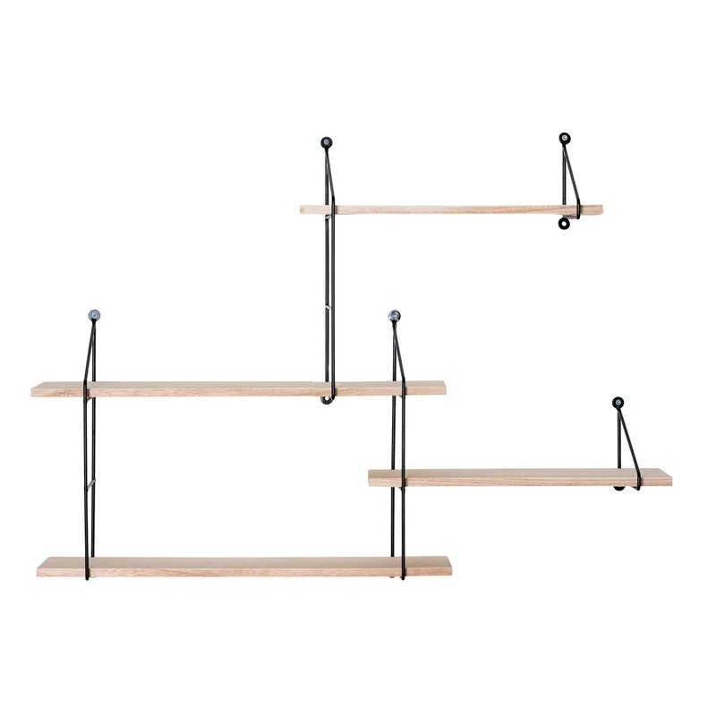 House Nordic Regal Harlem – Stahl, Paulownia, Schwarz/Natur, 99 × 17,5 × 62 cm