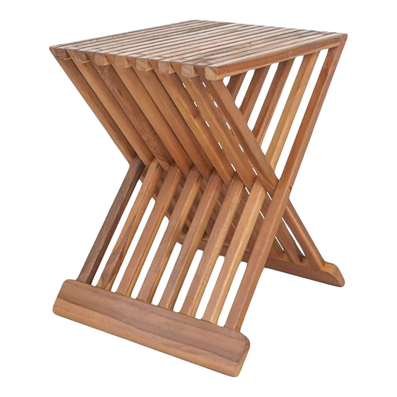 House Nordic Hocker Erto – Natur, Teak, 40 × 35 × 45 cm, Teakholz