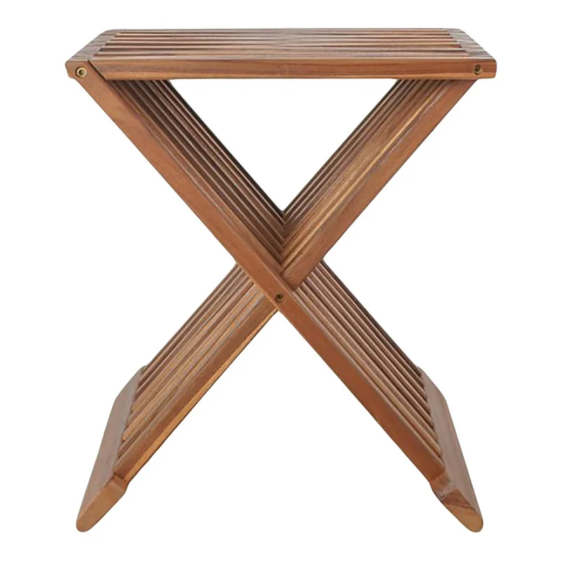House Nordic Hocker Erto – Natur, Teak, 40 × 35 × 45 cm, Teakholz