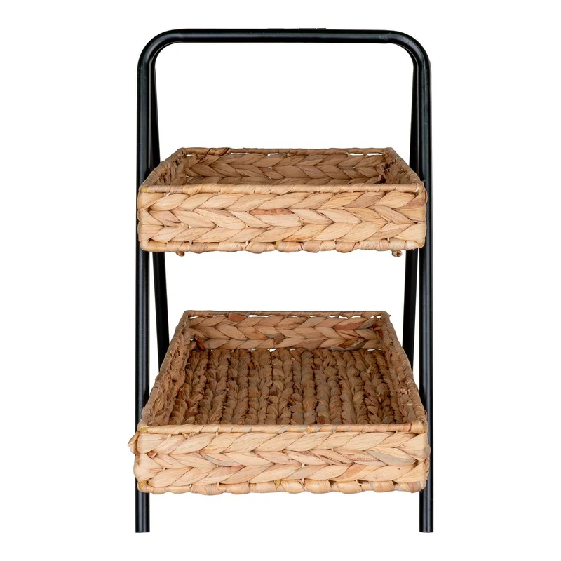 House Nordic Tablett Alfaro – Natur/Schwarz, Wasserhyazinthe, Metall, 42 × 23 × 43,5 cm