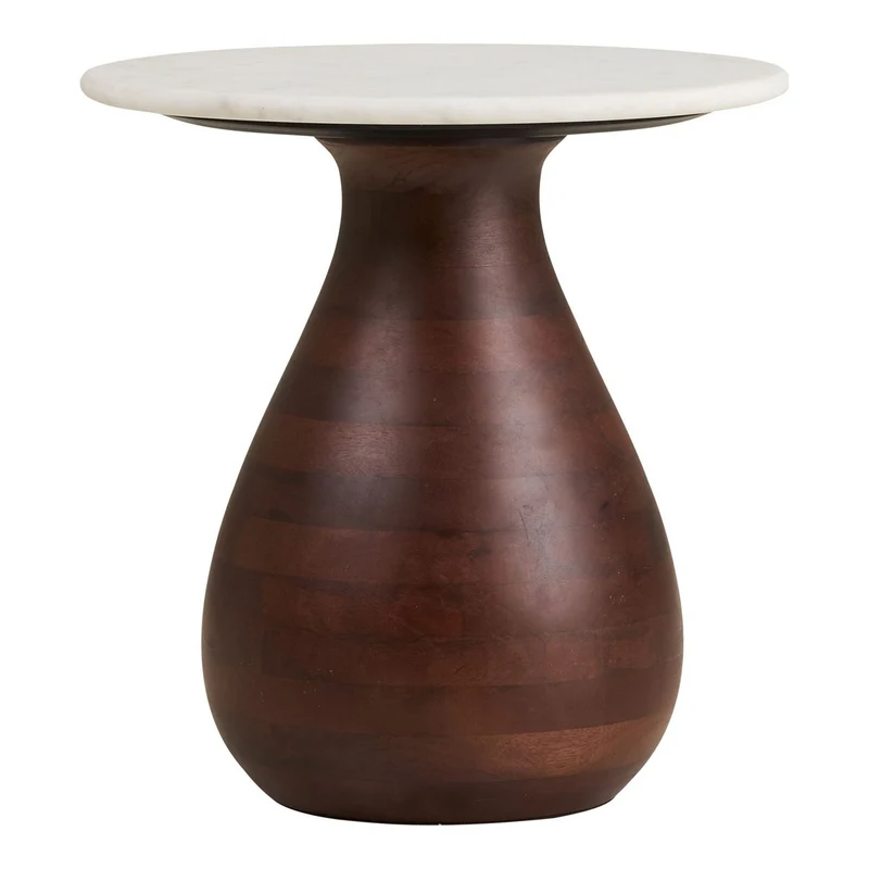 House Nordic Beistelltisch Heide – Mangoholz und Marmor, Ø 40 cm