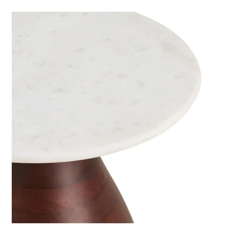 House Nordic Beistelltisch Heide – Mangoholz und Marmor, Ø 40 cm