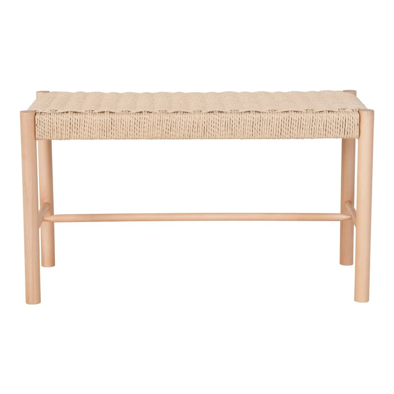 House Nordic Bank Abano – Natur, Pappelholz und Papierkordel, 80 × 35 × 45 cm