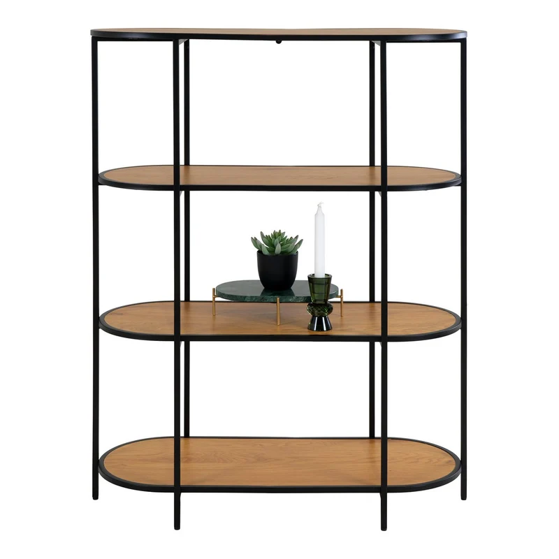 House Nordic Regal Vita – Eichenoptik, schwarz, 85 × 36 × 111 cm