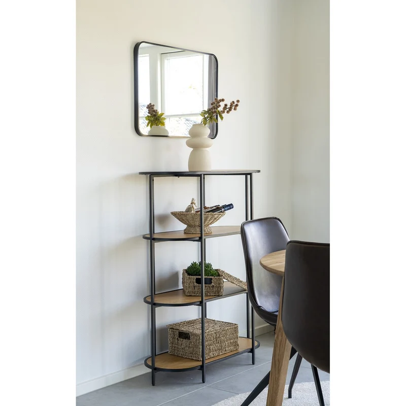 House Nordic Regal Vita – Eichenoptik, schwarz, 85 × 36 × 111 cm